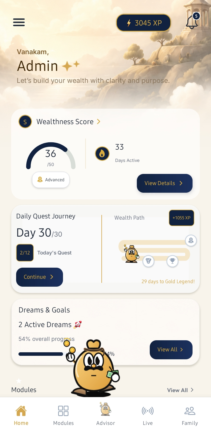 Wealthness App Mockup